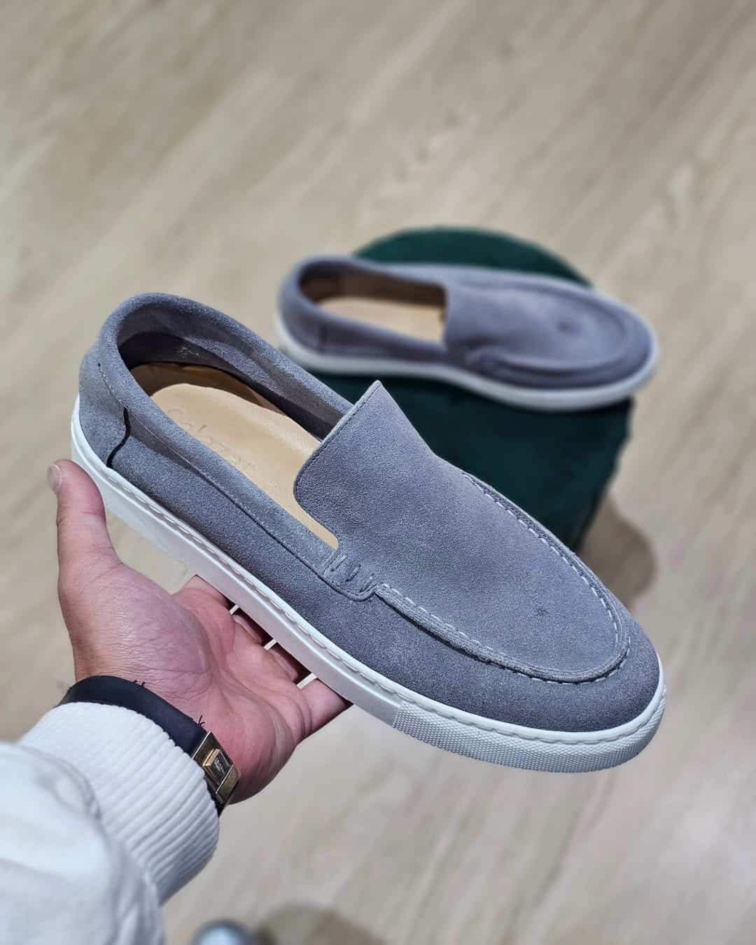 Instapper Suede Loafer donker grijs