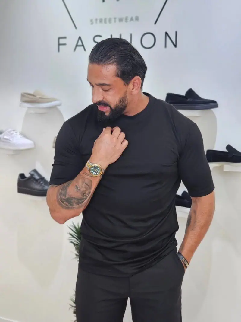 Glans Effen T-shirt  Zwart 1251