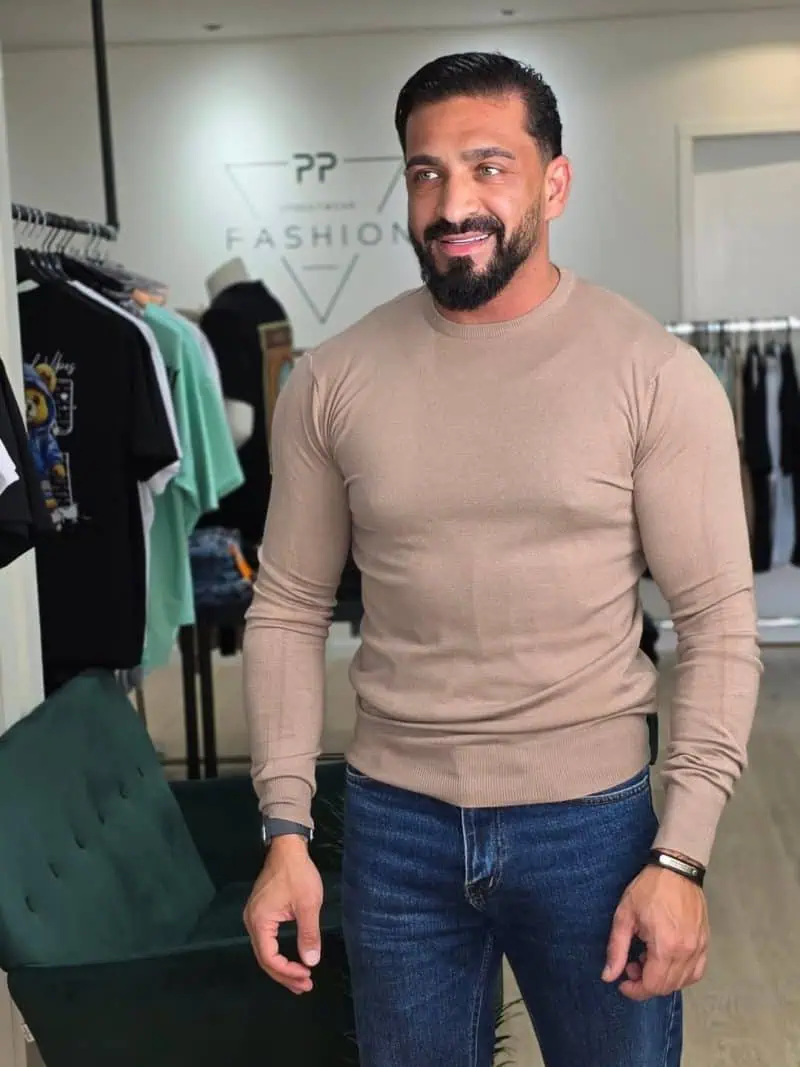 Fijngebreide Trui met ronde hals Pullover Beige 1723