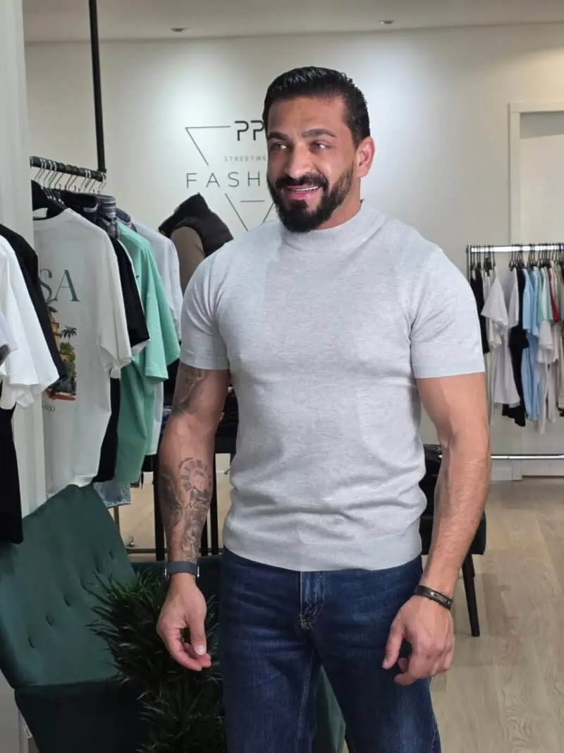 Coltrui Half Kraag Korte Mouwen Grijs 855