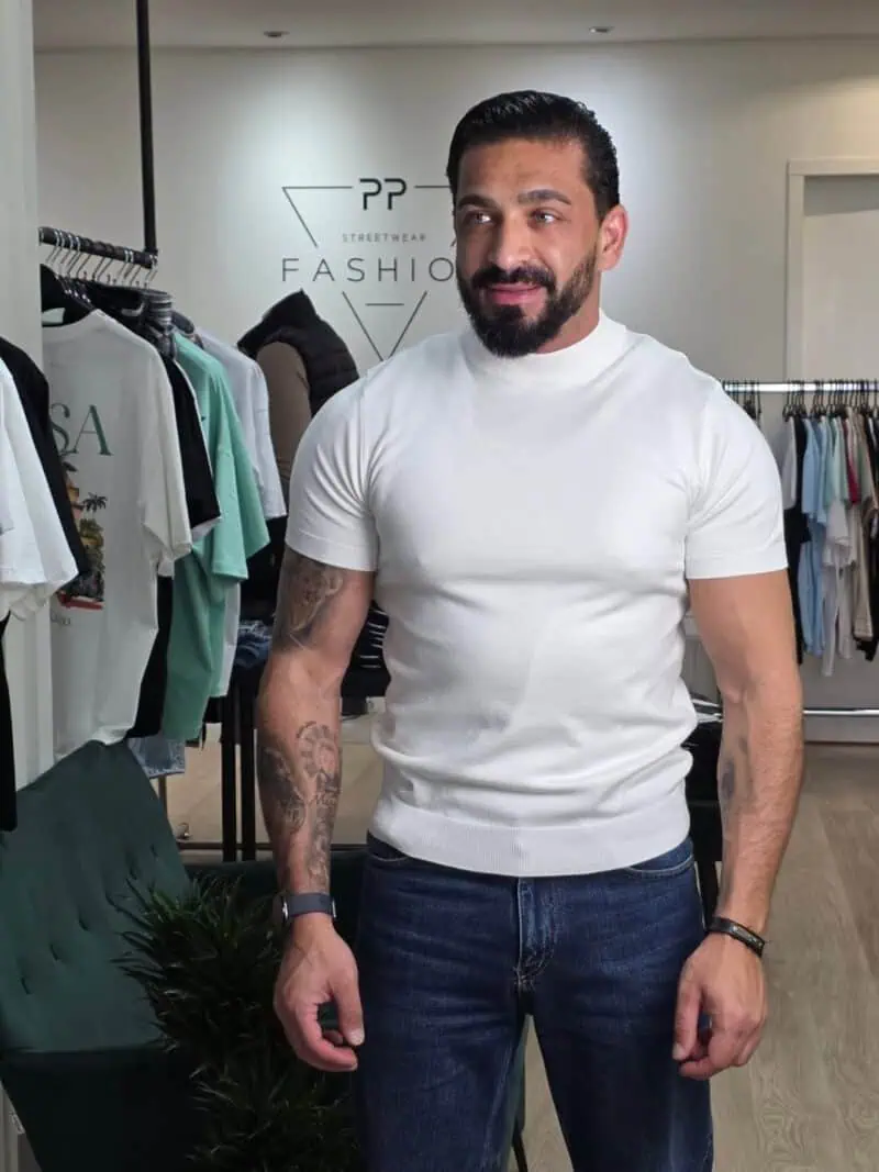 Coltrui Half Kraag Korte Mouwen Wit 855