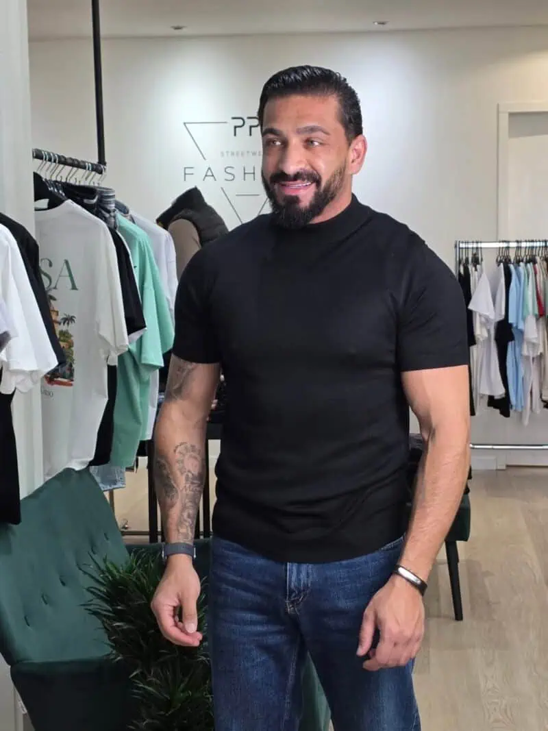 Coltrui Half Kraag Korte Mouwen Zwart 855