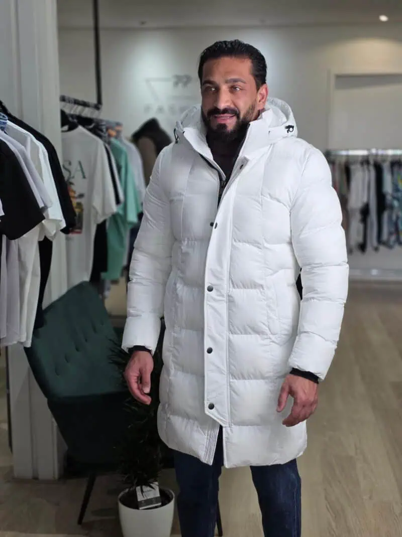 Lange Winterjas met Capuchon Wit 9977