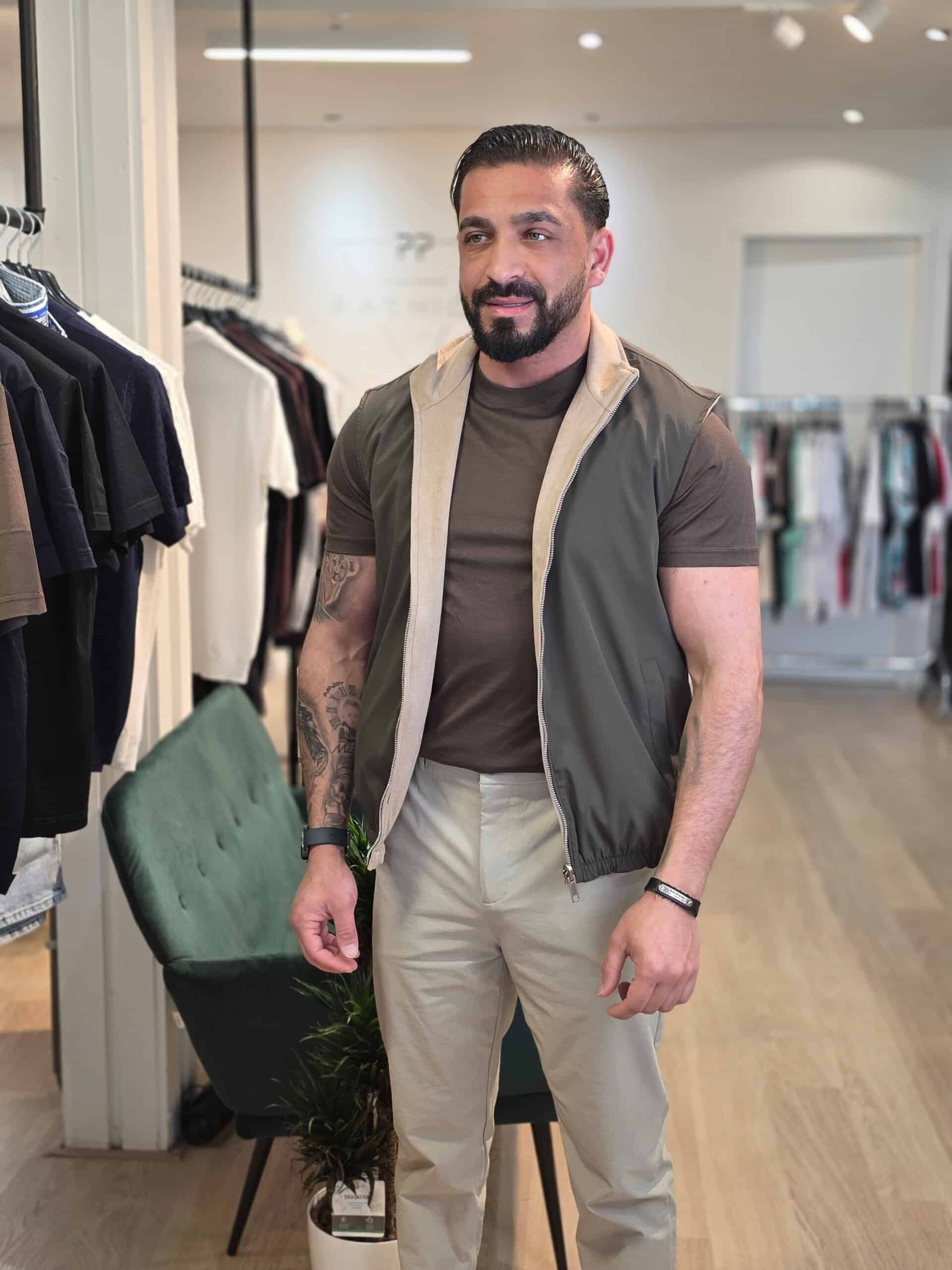 Dubbelzijdige Suède Bodywarmer Bruin Camel 06