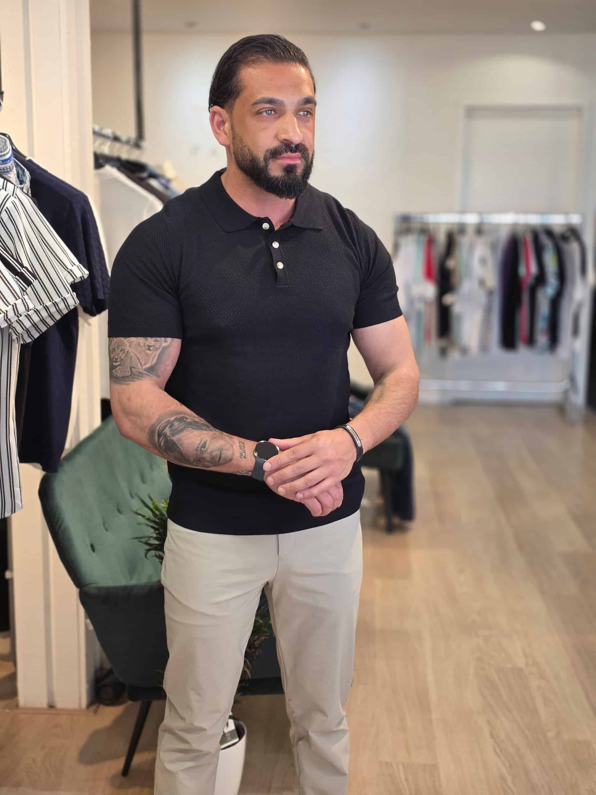 Polo met Knopen Korte Mouwen Zwart 813