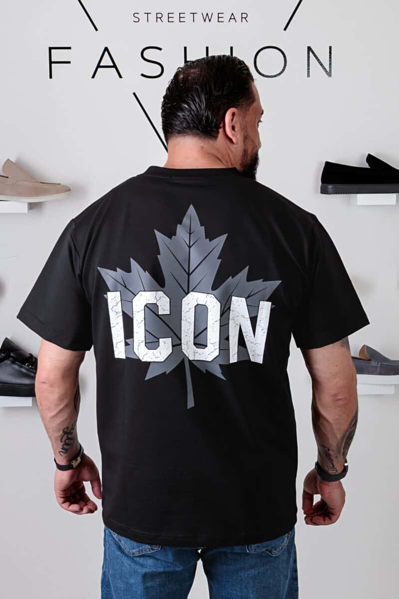 Icon Esdoornblad Oversized T-shirt Zwart 106