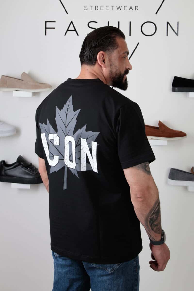 Icon Esdoornblad Oversized T-shirt Zwart 106