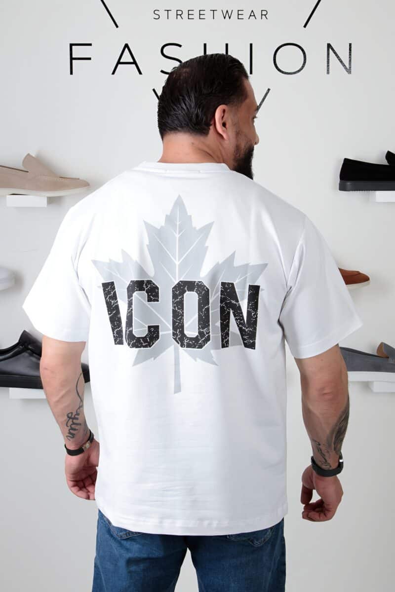 Icon Esdoornblad Oversized T-shirt Wit 106