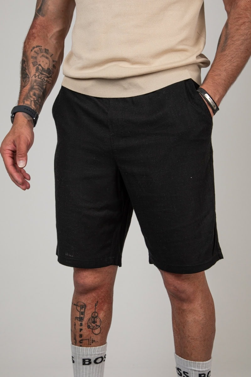 Linnen Blend short Zwart 208