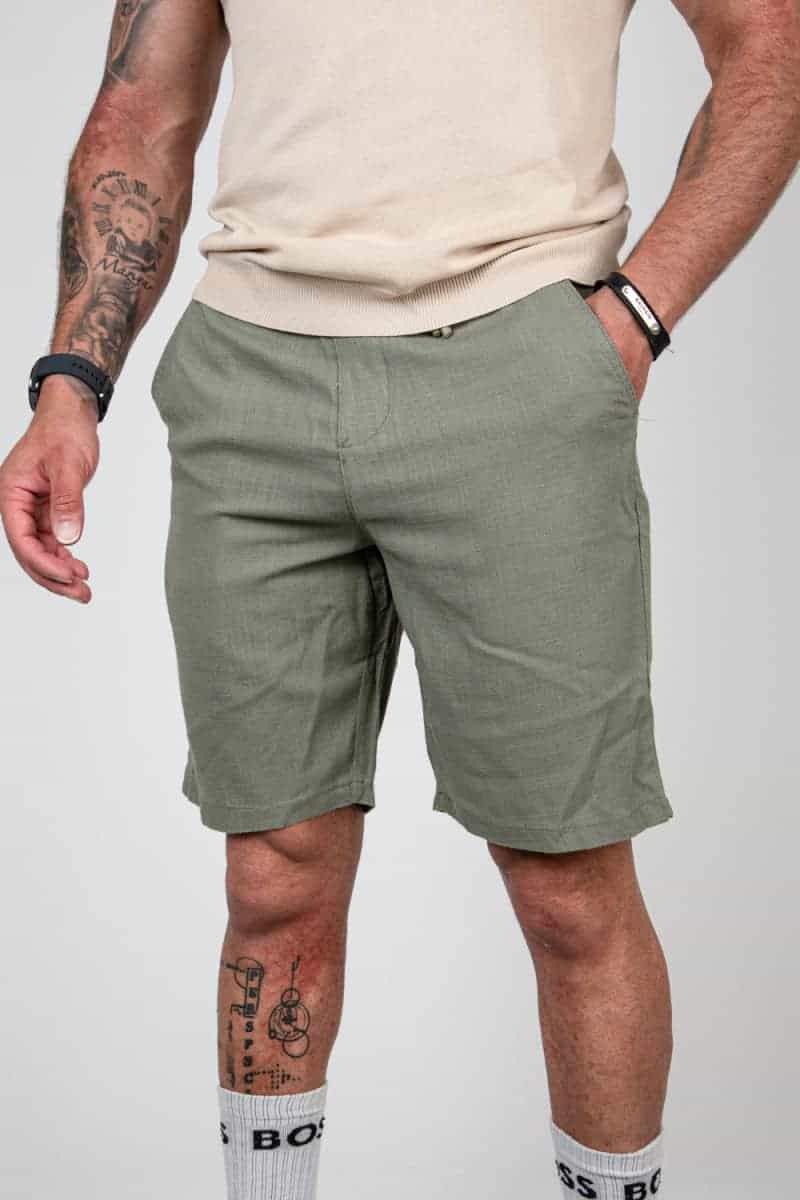 Linnen Blend short Olijfgroen 208