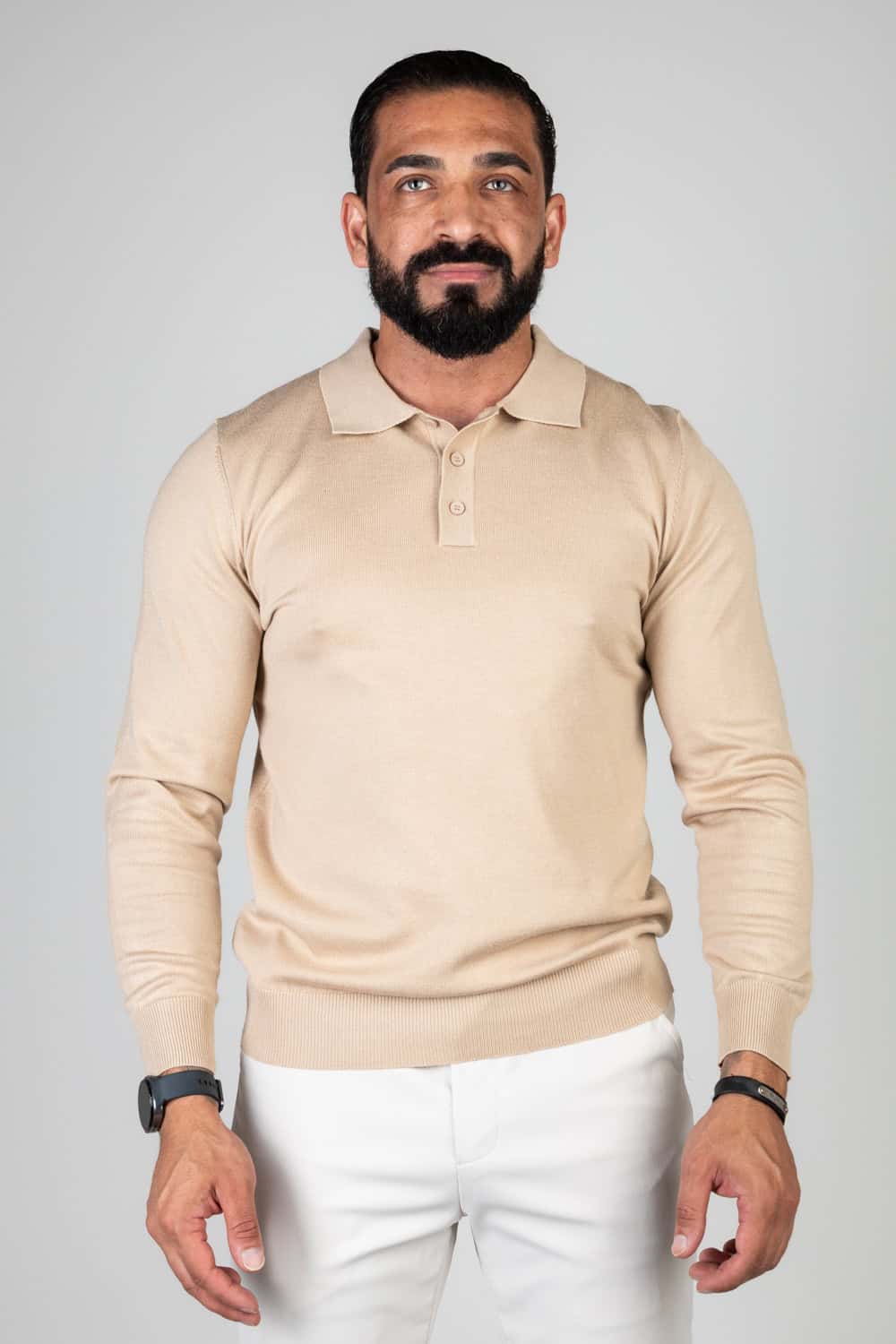 Polo Lange Mouwen met Knopen Beige 888