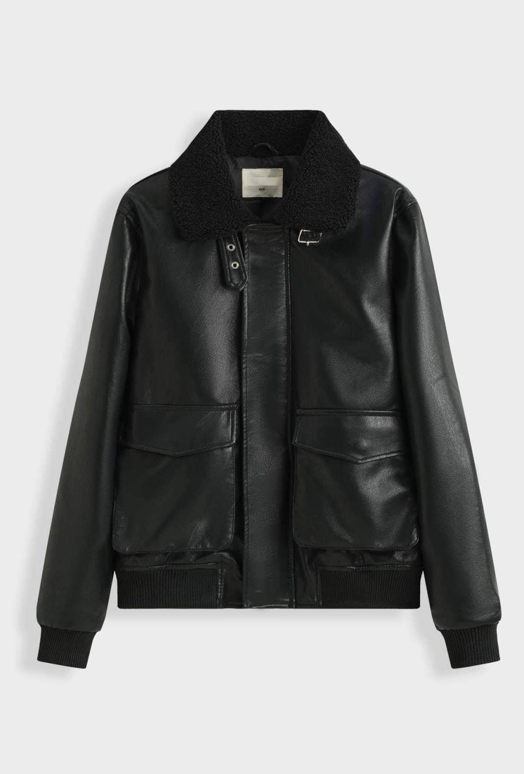 Aviator Jas met Taddy Kraag Zwart 06