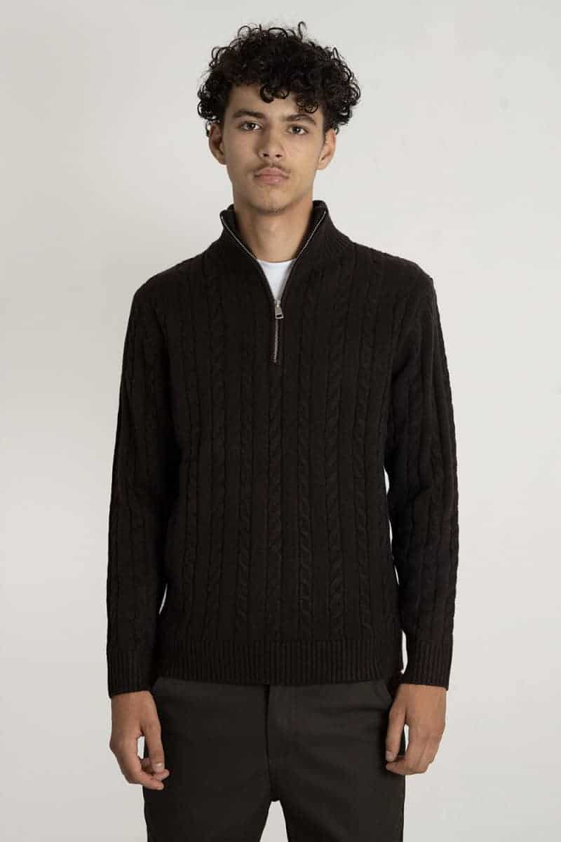 Cable Knit Half-Zip Pullover Bruin 1103