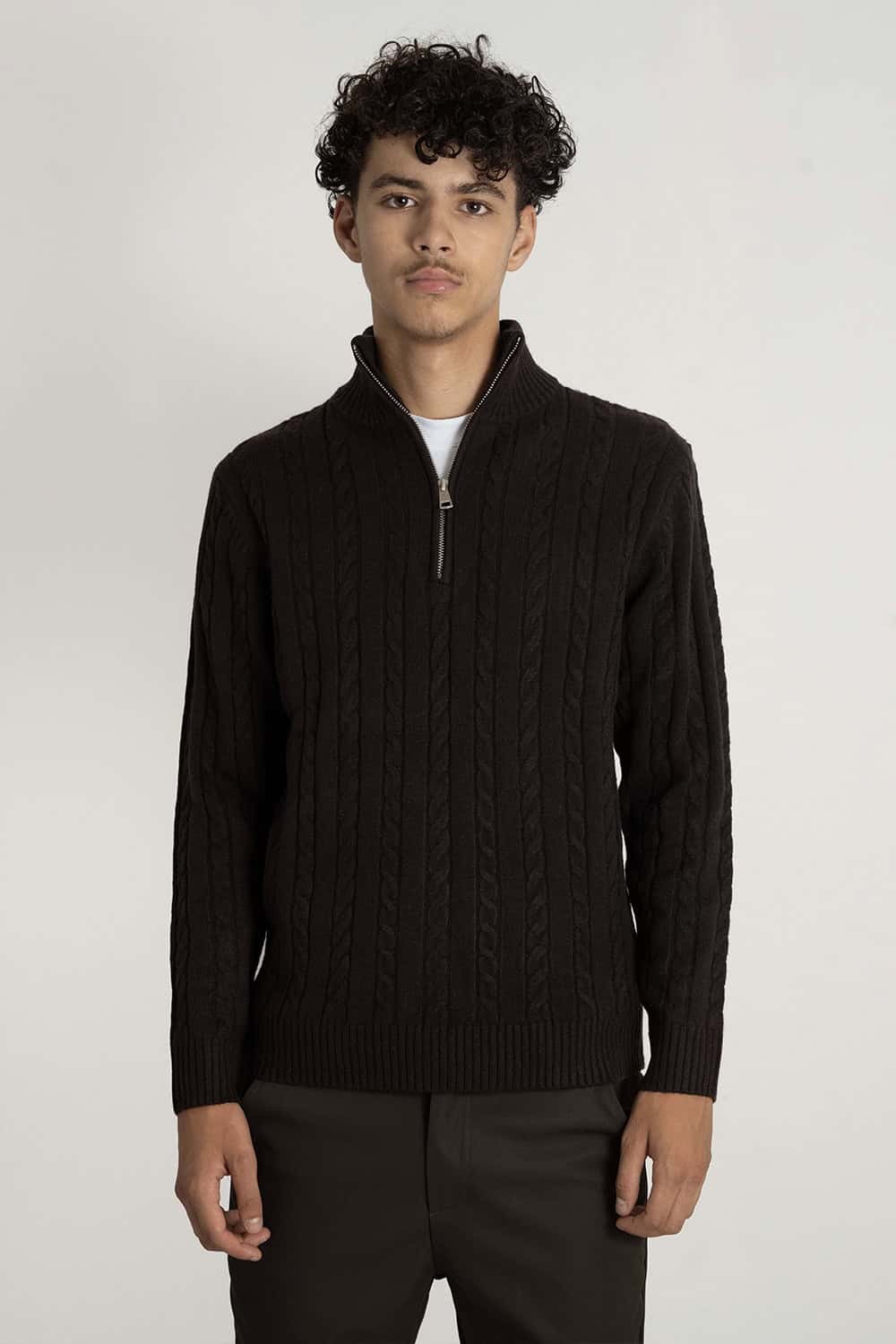 Cable Knit Half-Zip Pullover Bruin 1103