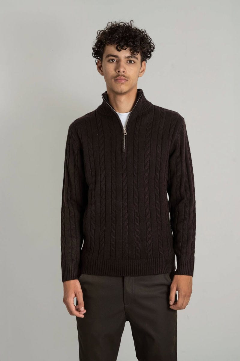 Cable Knit Half-Zip Pullover Bruin 1103